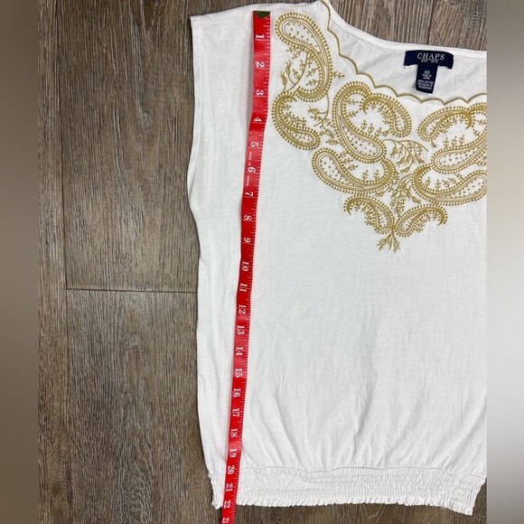 Chaps white cotton top, sz XS - Picture 4 of 7